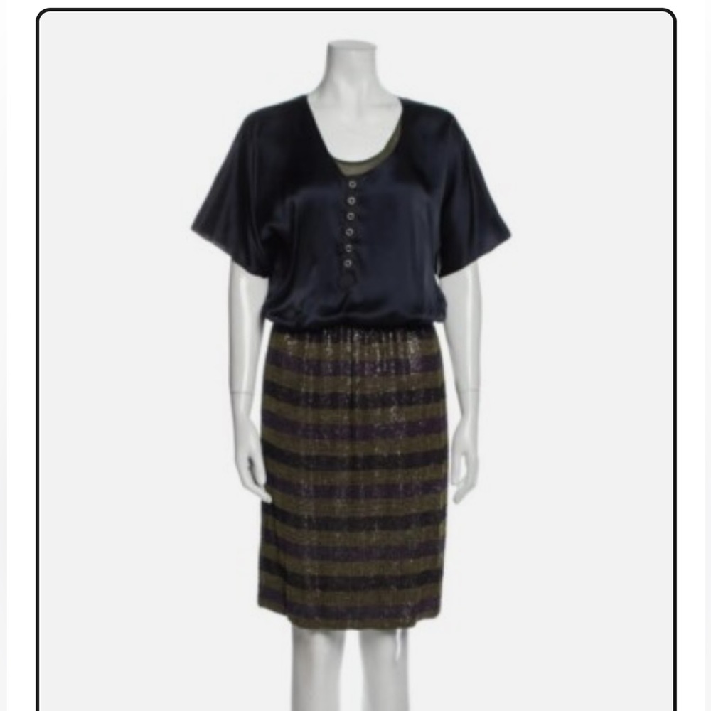 Yigal Azrouel Blue Dolman Sleeve Dress with Beaded Skirt (sz4)